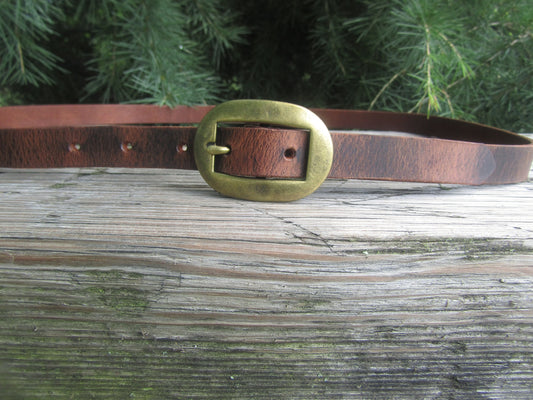 3/4" wide Crazy Horse brown Leather belt - Made in USA
