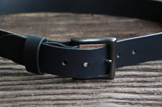 1 1/2" full grain Handmade Black leather belt