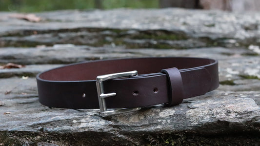 1 1/2" Dark Brown Bridle Leather belt with stainless steel buckle