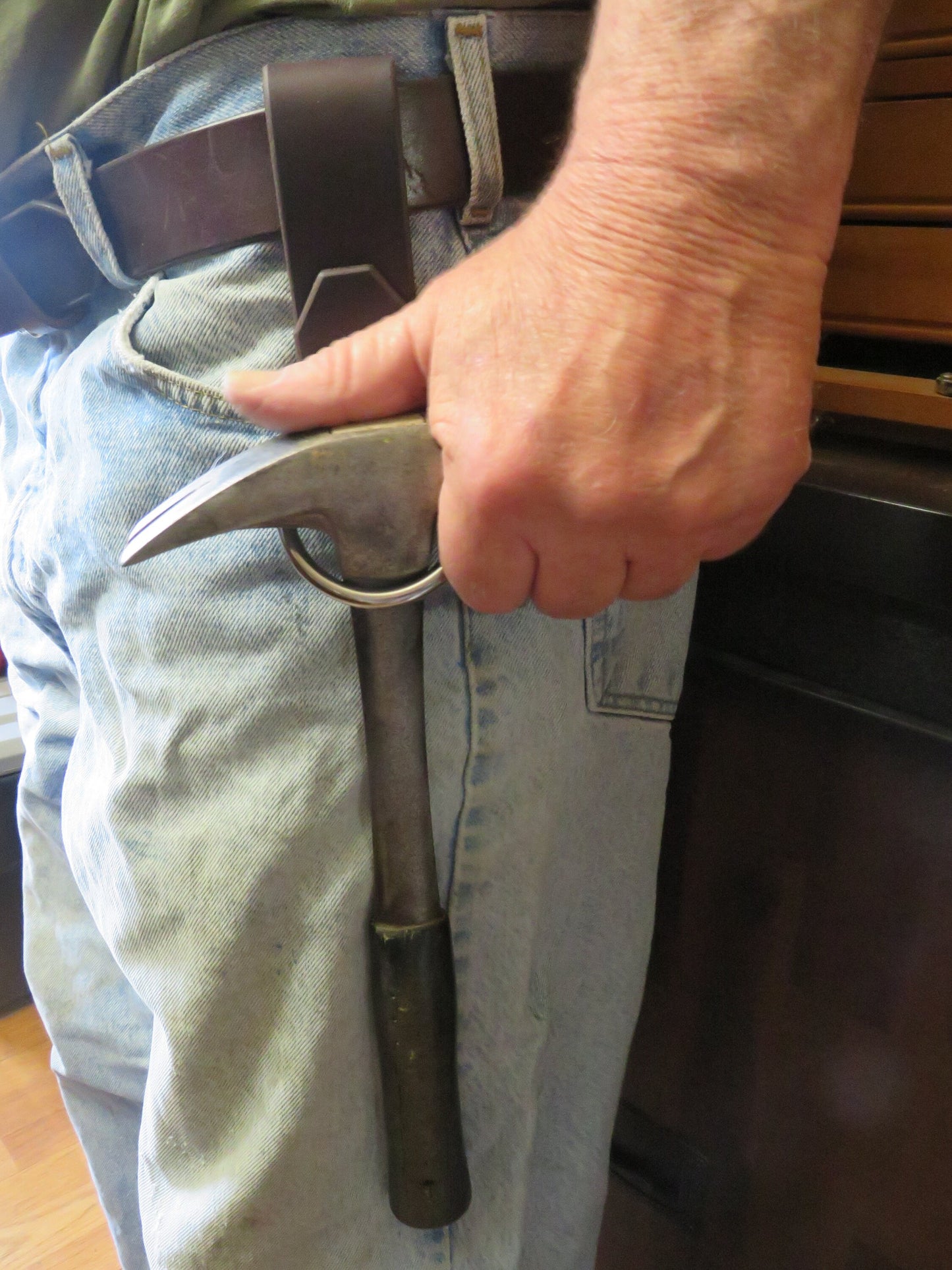 Full Grain leather tool holder, hammer ring, hammer holder, hatchet holder, hammer holster hatchet ring w/ stainless steel breeching