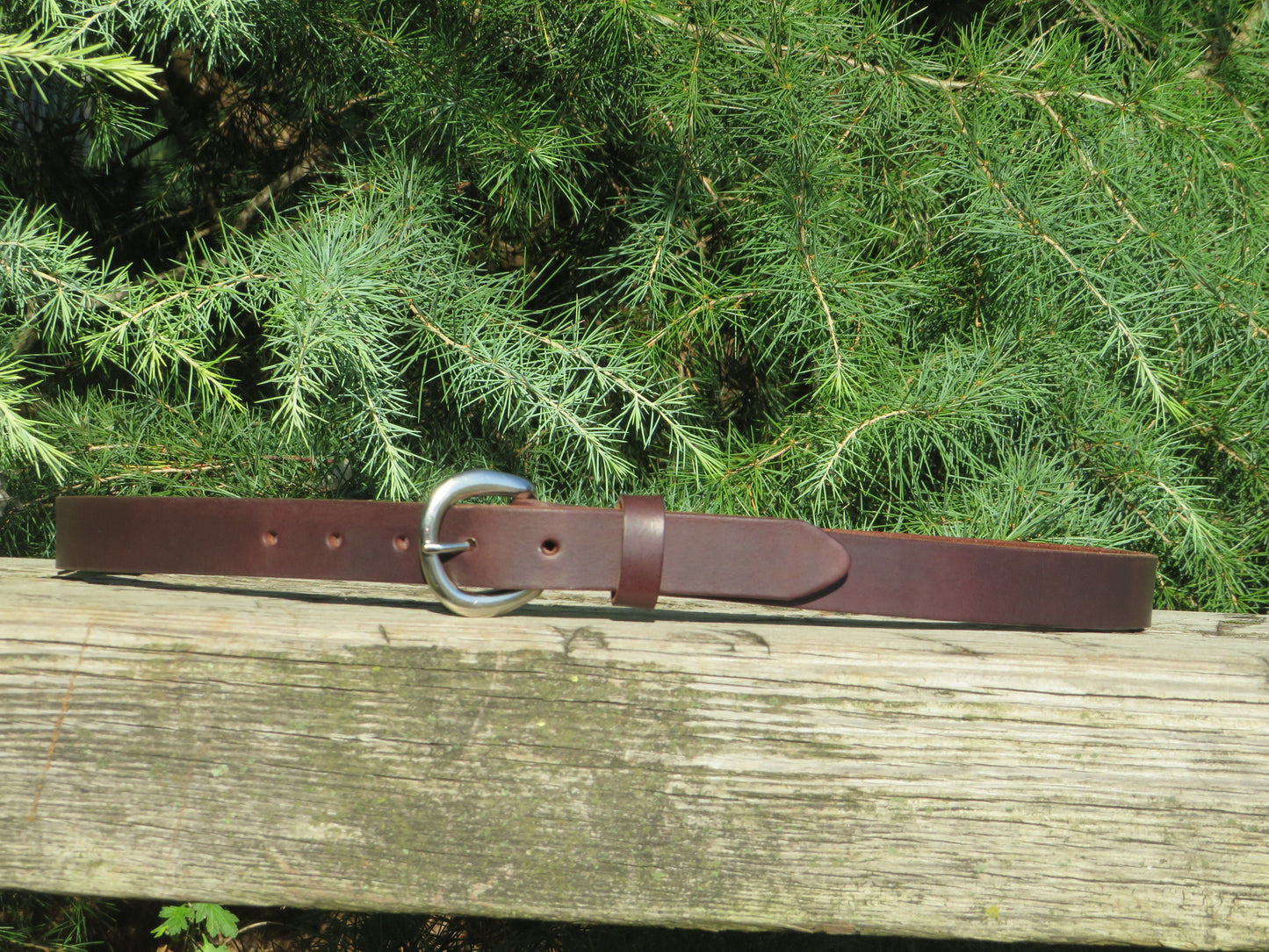 1 inch wide Dark brown Bridle Leather belt with stainless steel buckle