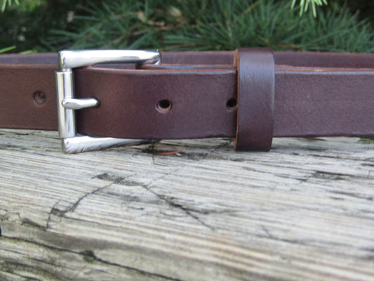 1 inch wide Dark brown Bridle Leather belt