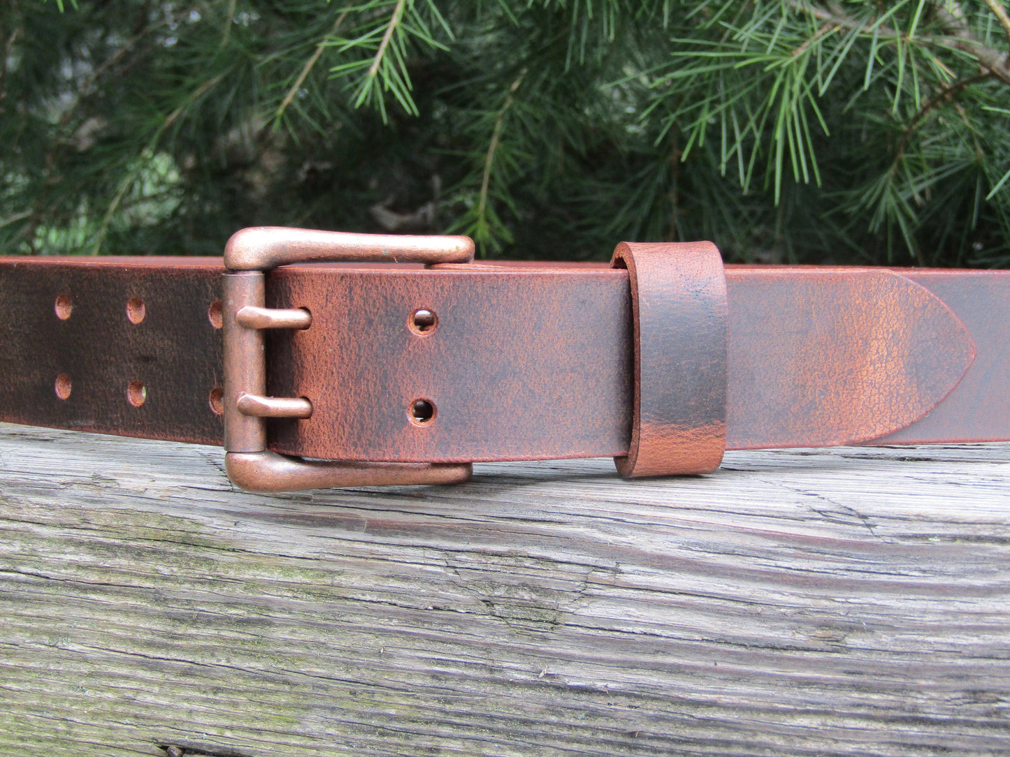 1 1/2" Custom Handcrafted leather belt,full grain leather belt- two prong buckle