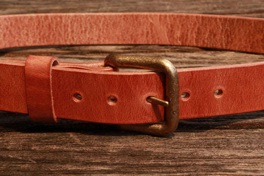 Hermann Oak Harness Leather Men's Thick Work Belt, Gun Belt, Casual Belt. Made in US with US hides. Custom Made, Rugged, Thick Belt