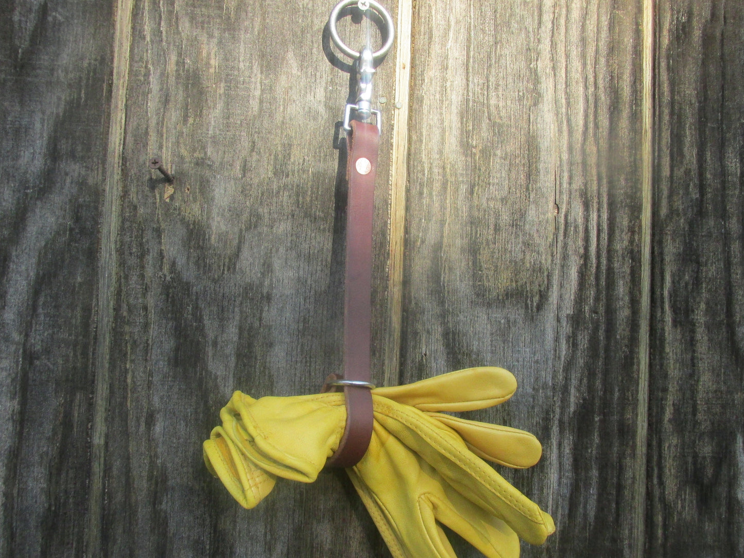 Dark brown bridle leather glove holder