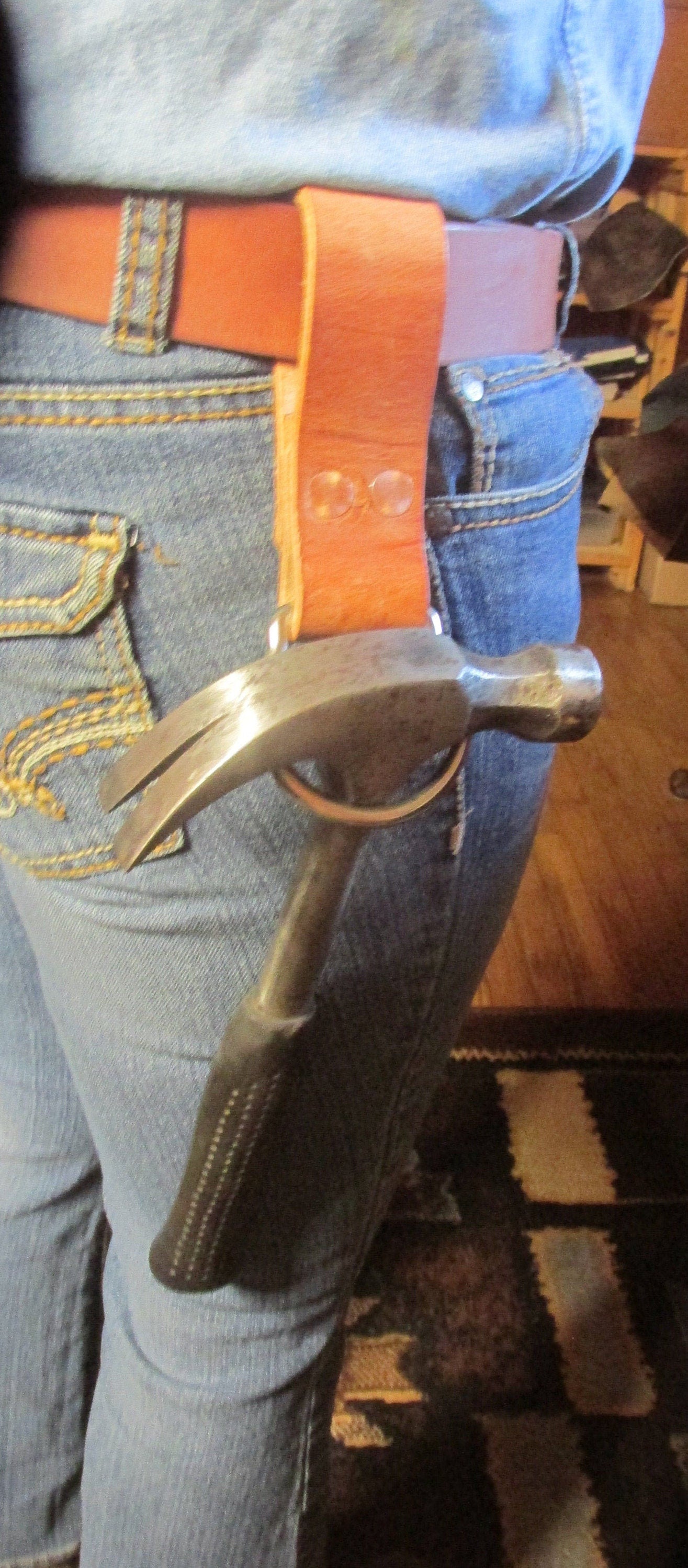 Hermann Oak harness leather , tool holder, hammer ring, hammer holder, hatchet holder, hammer holsterhatchet ring