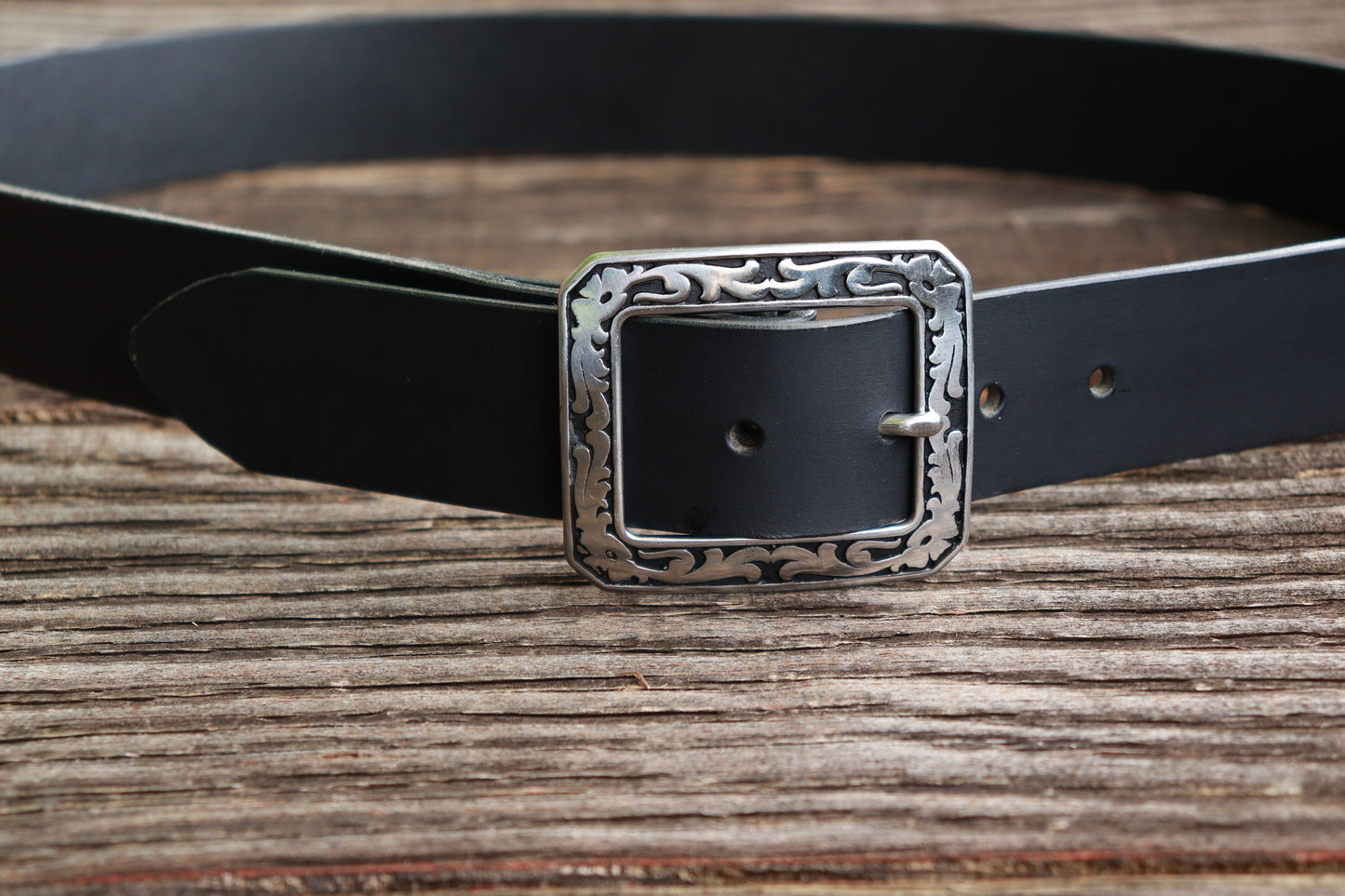 Casual Vintage look Custom Handmade Belt Black Water Buffalo leather/engraved leather belt /Full Grain leather