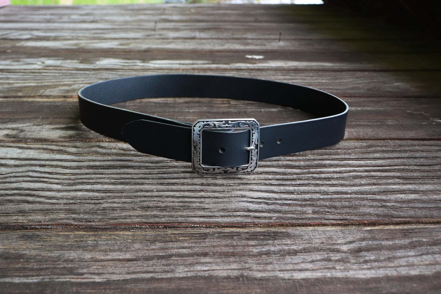 Casual Vintage look Custom Handmade Belt Black Water Buffalo leather/engraved leather belt /Full Grain leather