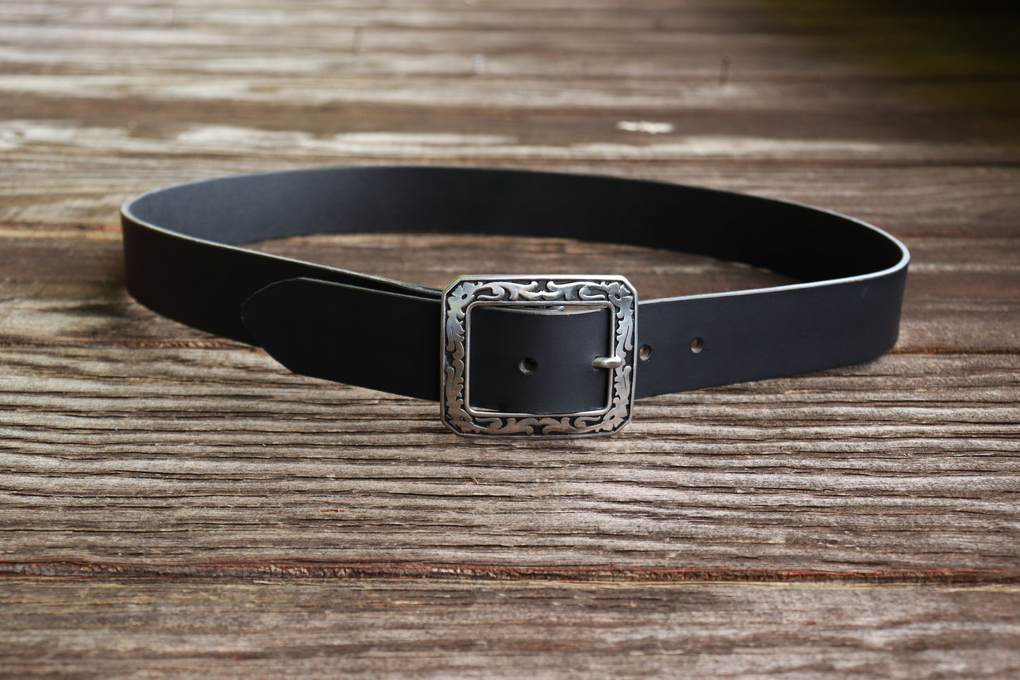 Casual Vintage look Custom Handmade Belt Black Water Buffalo leather/engraved leather belt /Full Grain leather