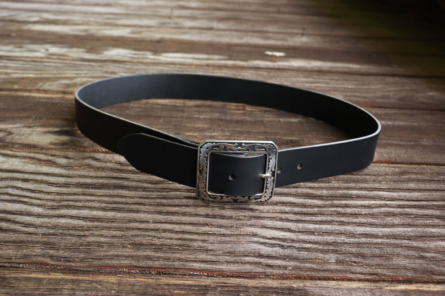 Casual Vintage look Custom Handmade Belt Black Water Buffalo leather/engraved leather belt /Full Grain leather