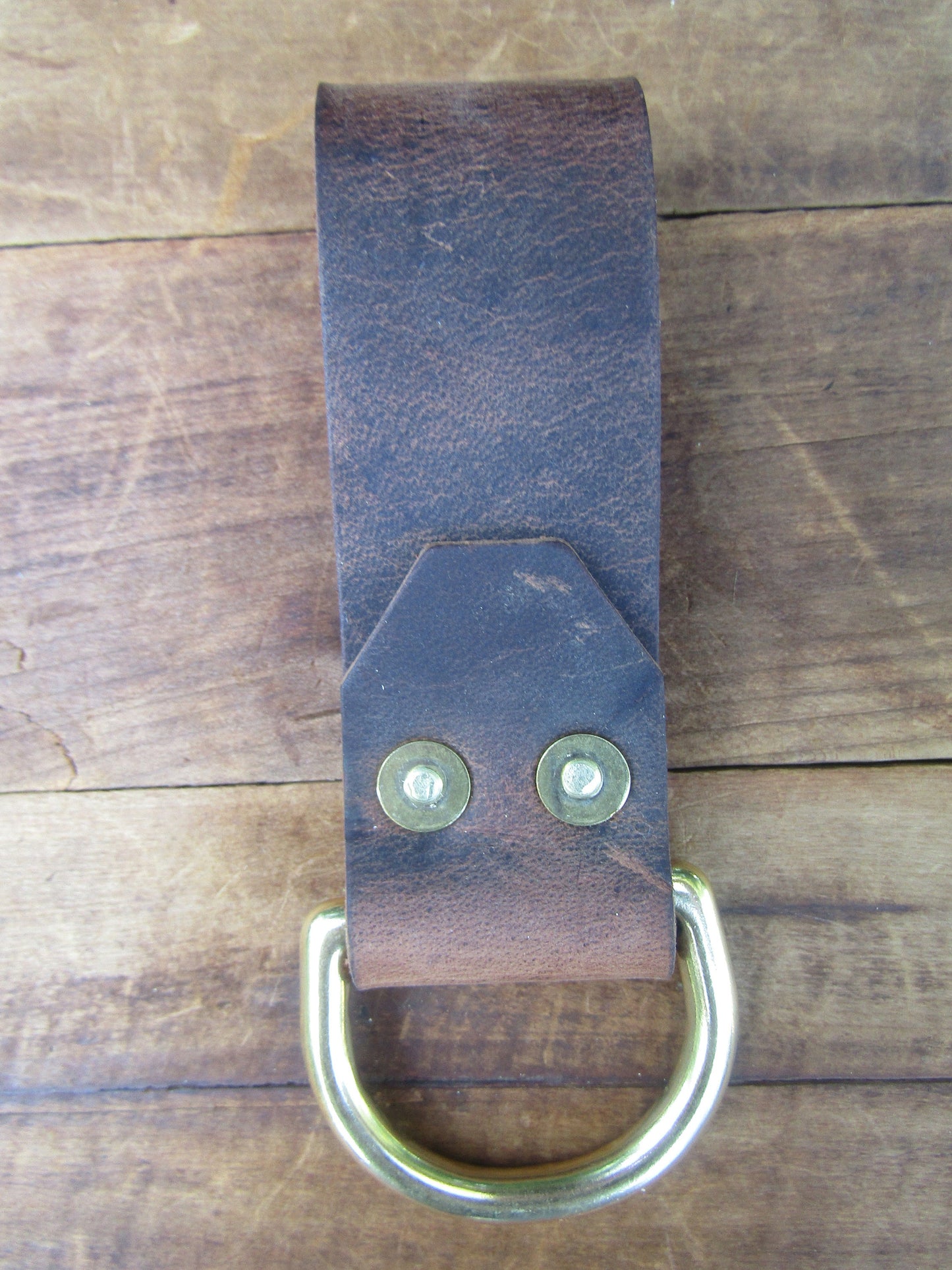 Water Buffalo leather Knife hanger, strap holder, with solid brass D ring