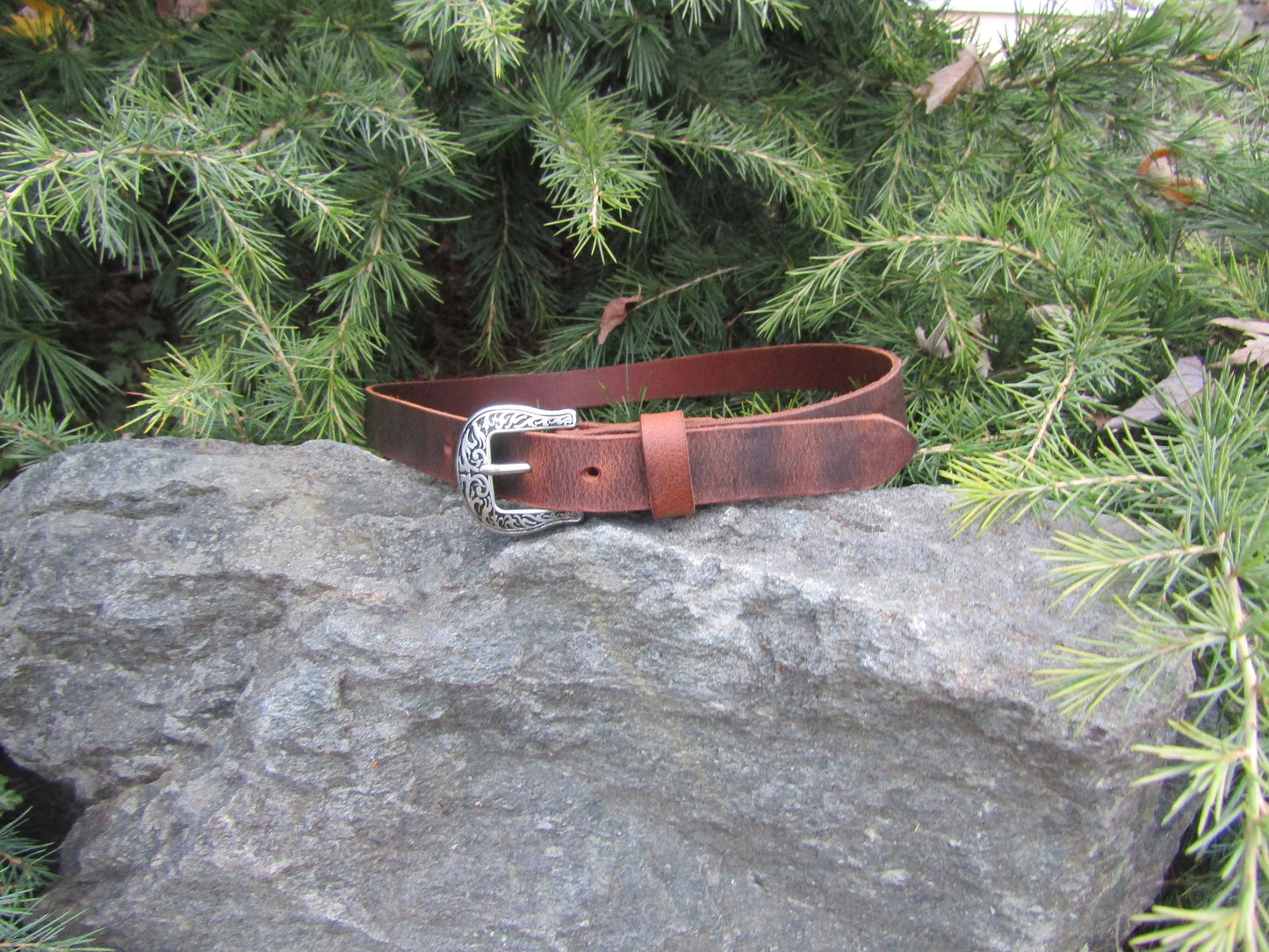 Narrow leather belt/ Womans leather Belt /Jeremiah Watt buckle belt/full grain brown leather belt /mens leather belt,1 inch wide belt
