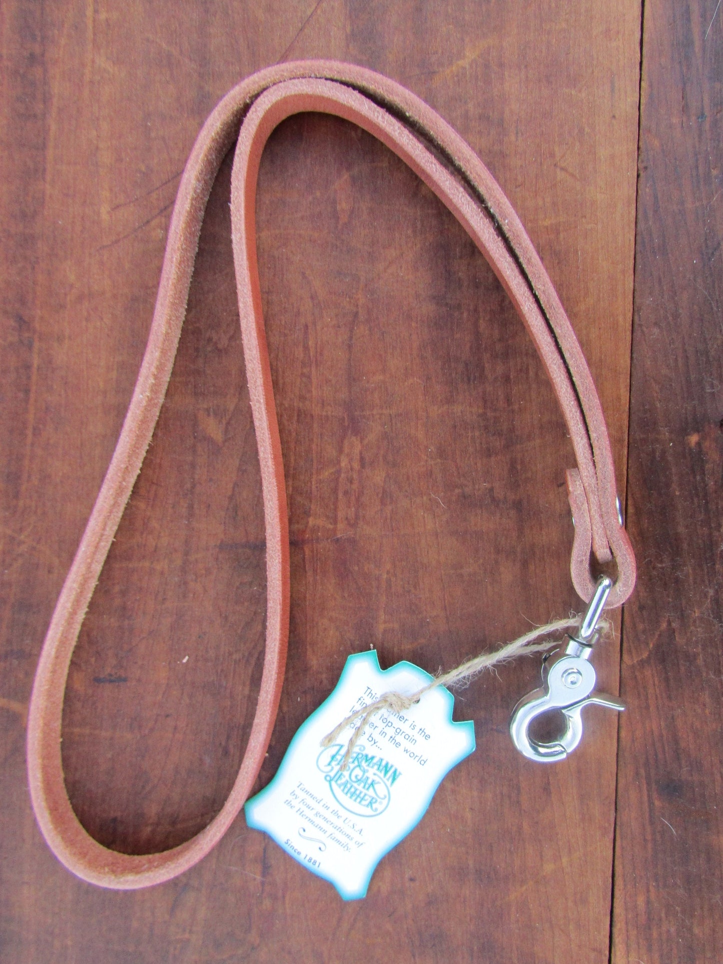 Hermann Oak harness leather lanyard, Made in USA, leather made in USA, hand made lanyard, custom made leather lanyard.