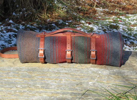 Hand made Hermann Oak harness leather blanket carrier/ blanket harness/bedroll