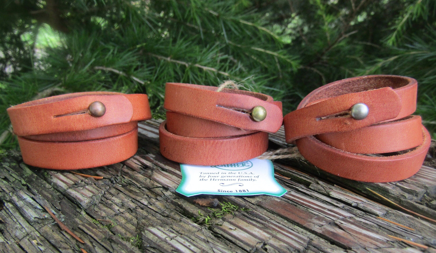 Hermann Oak ful grain harness leather wrap bracelet- made from belt remnants, blank bracelet 3 wrap, bangle bracelet, leather bracelet