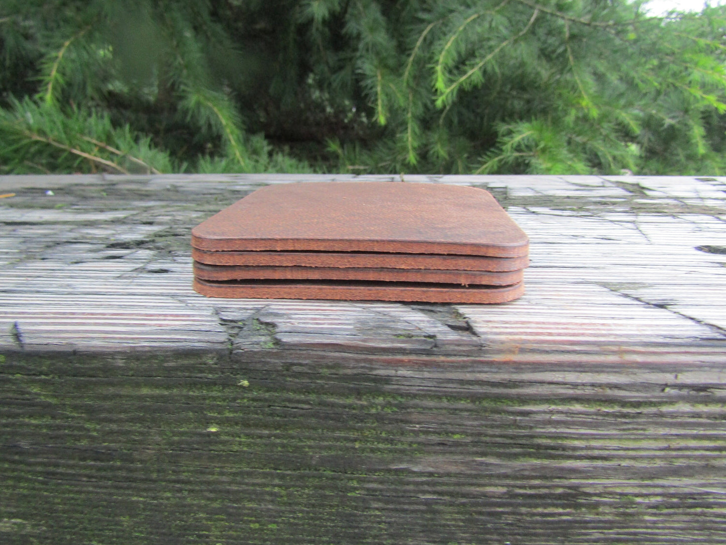 Ships today!! Set of 4 Full Grain Leather coasters, finish them your way, or use them like this custom coasters make your own leather