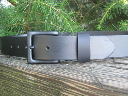 1 1/2" Black out leather belt full grain leather belt