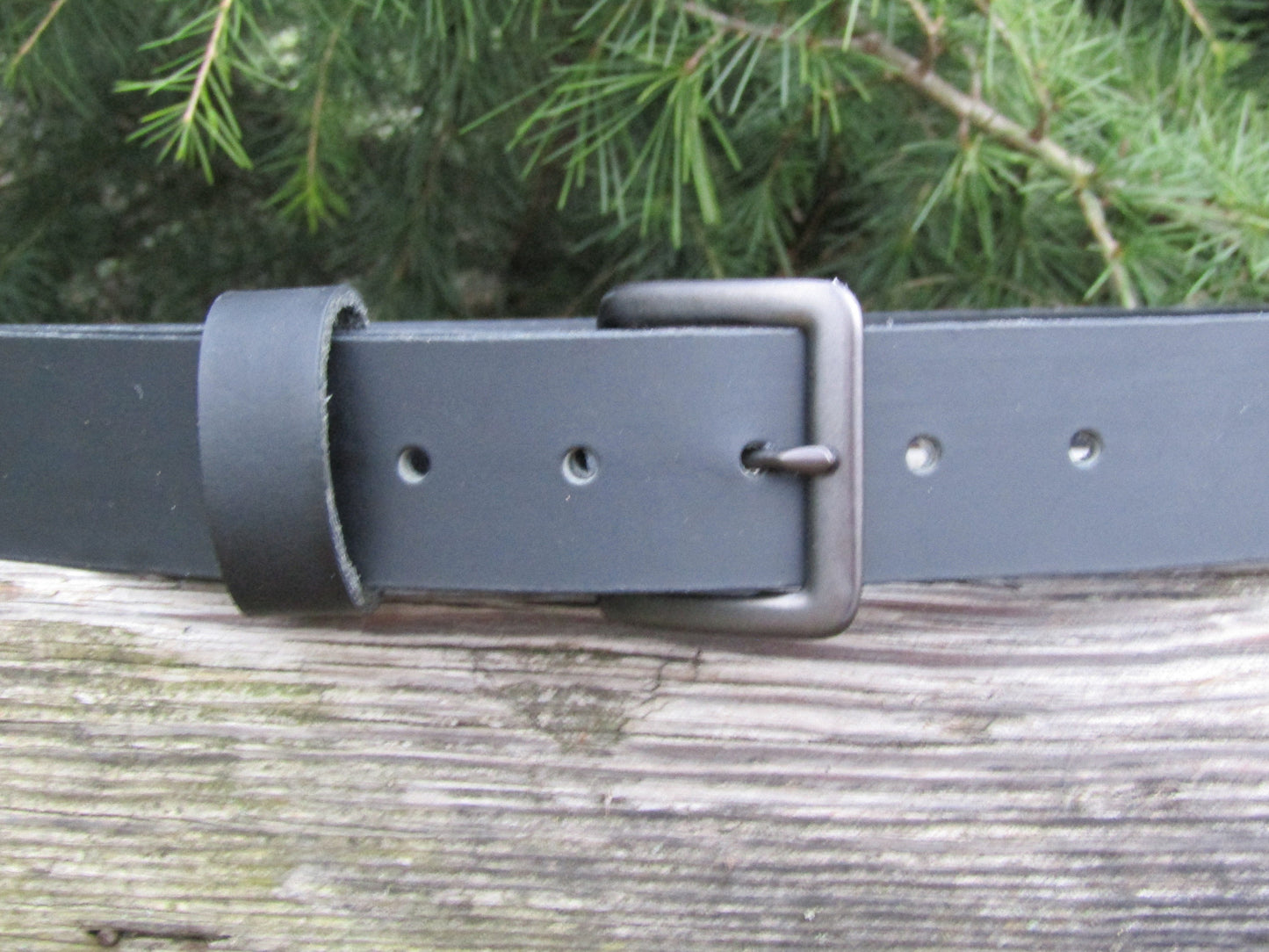 1 1/2" wide Black full grain Water Buffalo leather belt