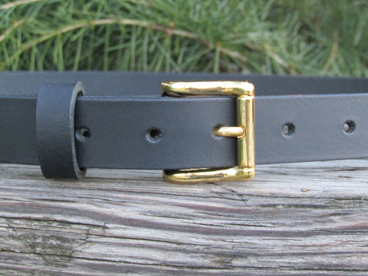 Narrow leather belt 1 inch wide leather belt Gold tone buckle black leather belt womans leather belt 1 inch wide belt handmade leather belt