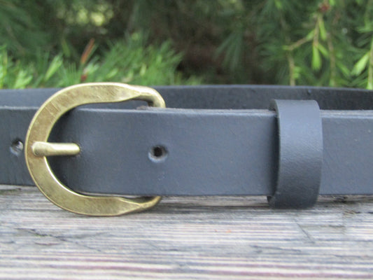 1 inch wide Custom handmade black leather belt
