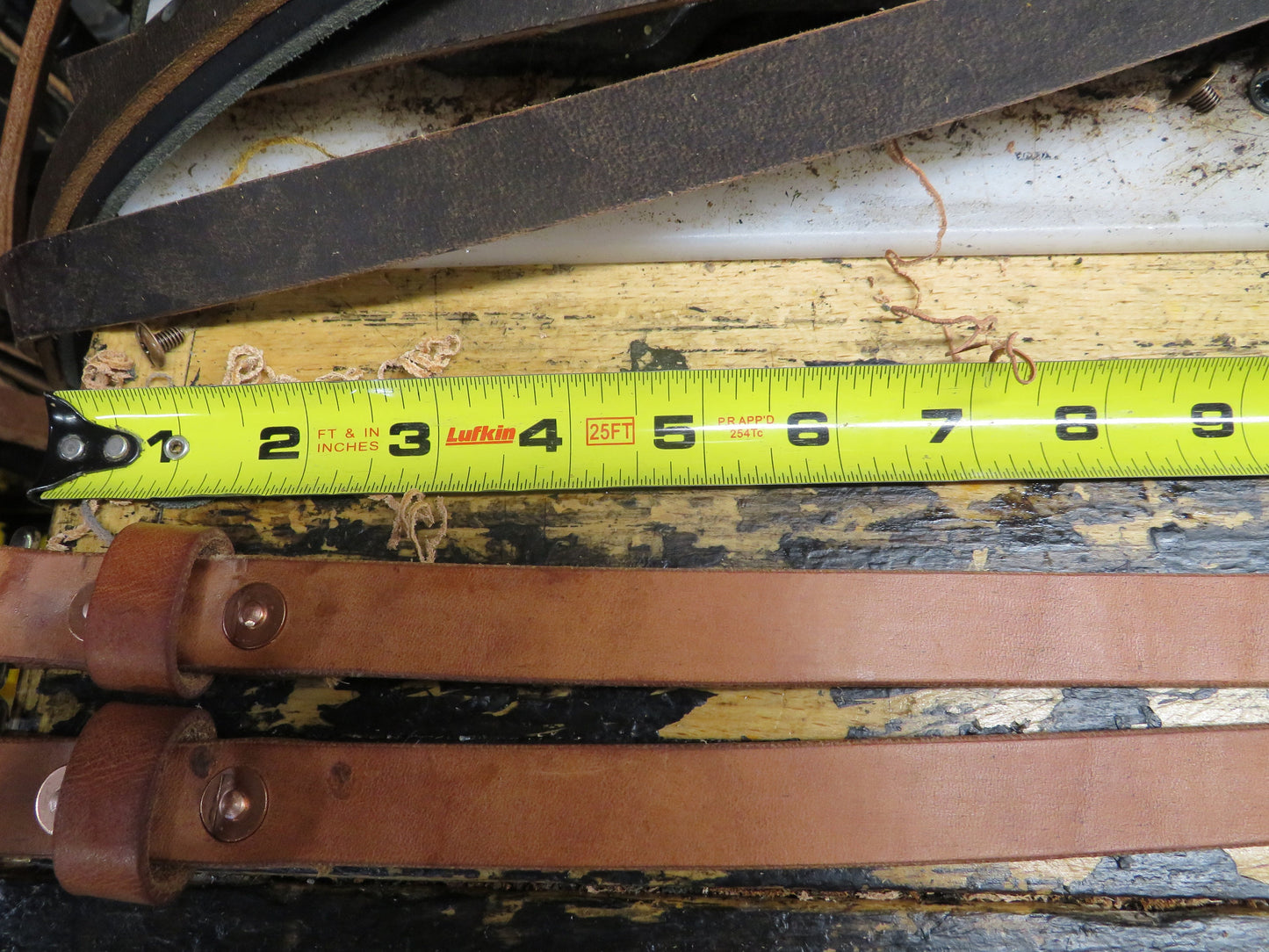 Ships Today Pair of Hermann Oak harness leather straps leather edc straps leather blanket straps, bedroll straps, camping straps, 10-20 inch
