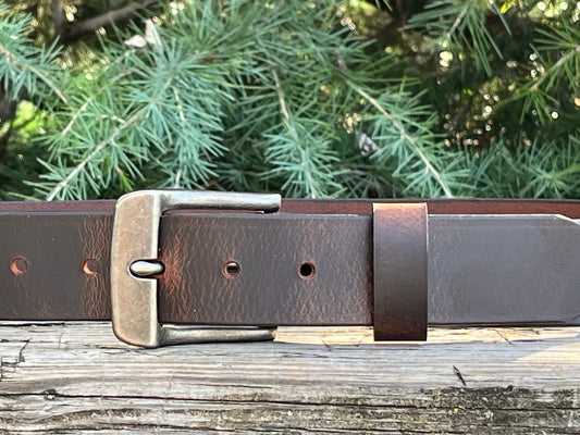 1 1/2" wide Full Grain Crazy Horse leather belt