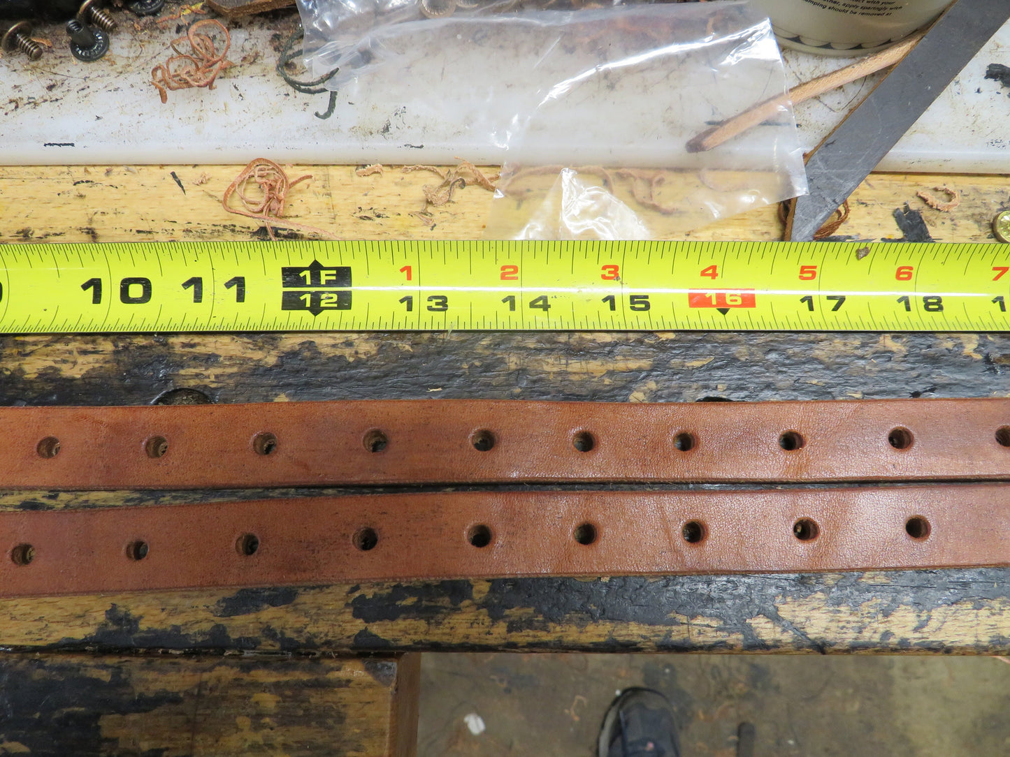 Ships Today Pair of Hermann Oak harness leather straps leather edc straps leather blanket straps, bedroll straps, camping straps, 10-20 inch
