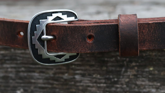3/4" wide Crazy Horse brown Water Buffalo Leather belt