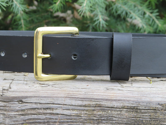 1 1/2" Black leather belt Water Buffalo leather belts