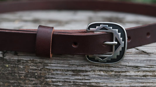 3/4" wide Dark brown Bridle Leather belt