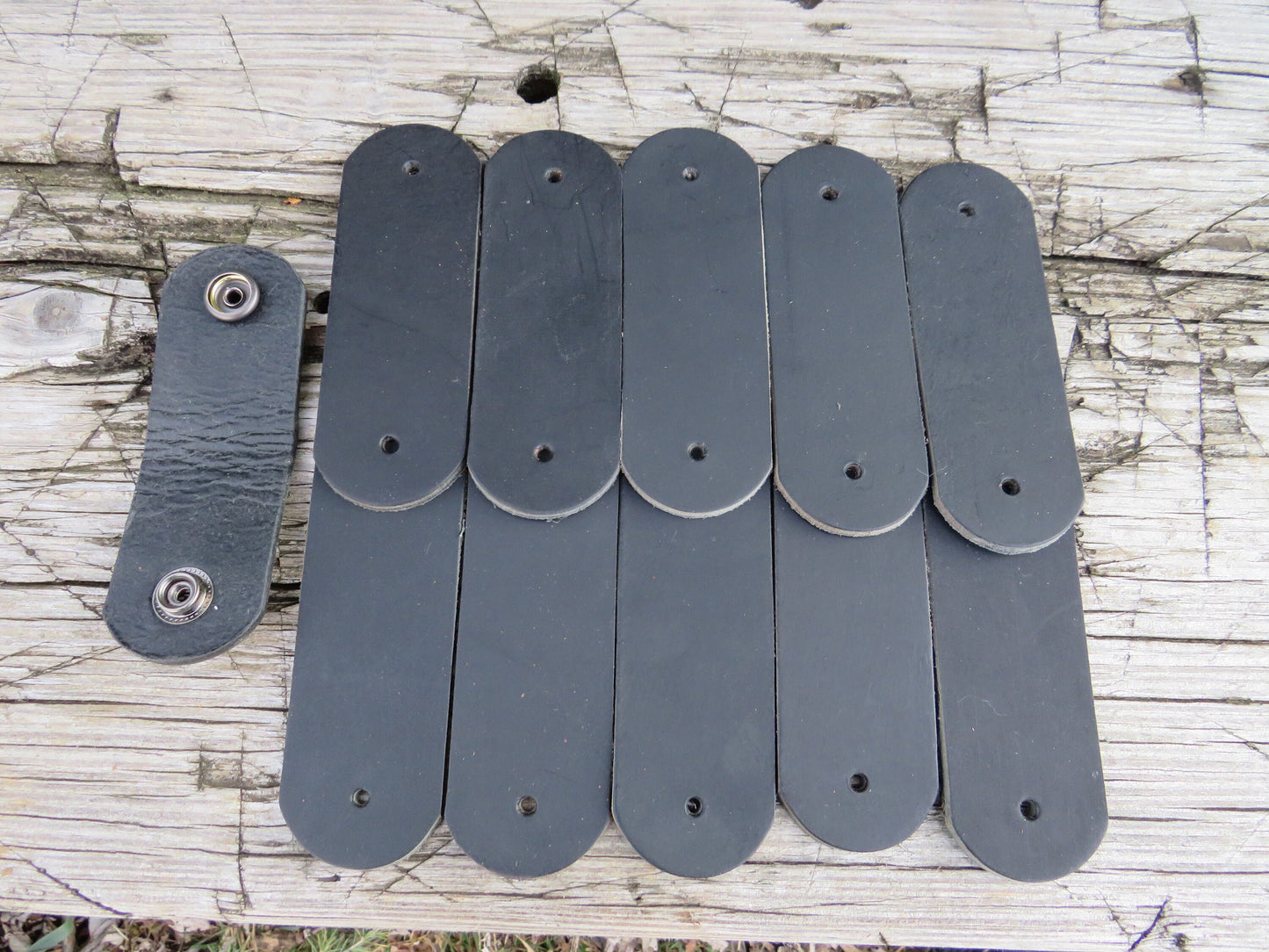 Lot of 12 Black Water Buffalo leather cord keeper, cord holder DIY leather craft leather project