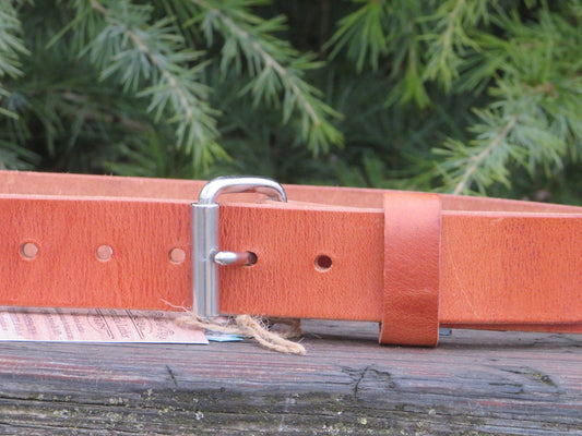 Discounted size 32 inch waist Hermann Oak Harness Leather belt, casual belt , vintage look belt, unisex leather belt, 34 belt size