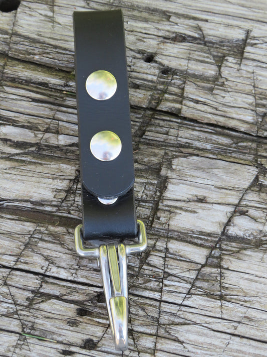 Handmade black leather accessory, utility belt, knife holder, tool holder, Full grain leather, keyholder, belt loop key chain,belt dangler