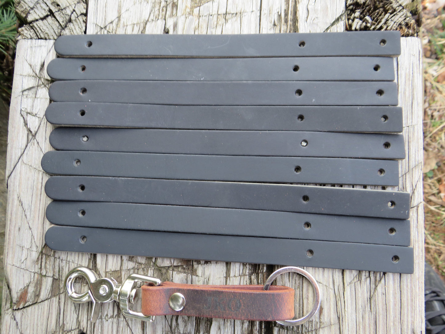 Lot of 12 Black leather keychain blanks DIY Leather Key Fobs finish your way Made in USA Leather craft