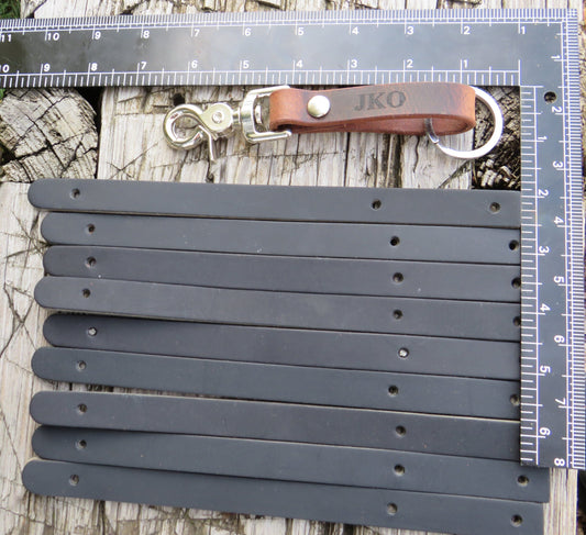 Lot of 12 Black leather keychain blanks DIY Leather Key Fobs finish your way Made in USA Leather craft