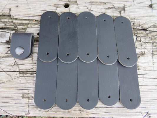 Lot of 12 Black Water Buffalo leather cord keeper, cord holder DIY leather craft leather project