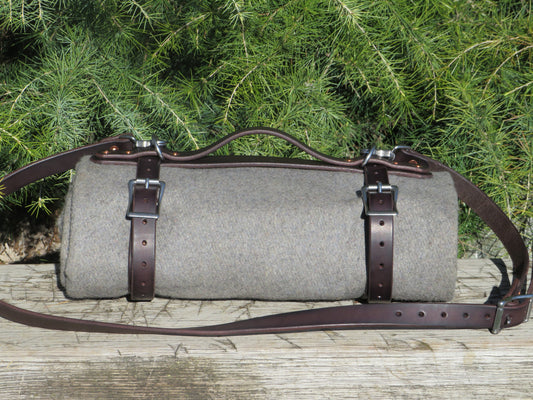 Leather Blanket Harness Hand made Chanin Dark Brown Bridle leather blanket carrier/ blanket harness/bedroll straps custom leather carrier