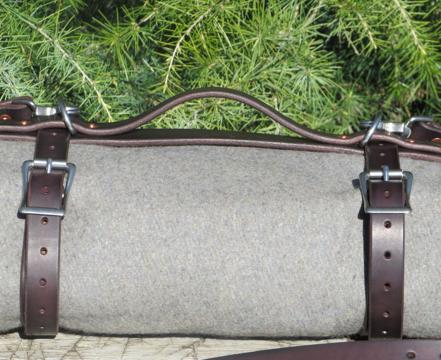 Leather Blanket Harness Hand made Chanin Dark Brown Bridle leather blanket carrier/ blanket harness/bedroll straps custom leather carrier