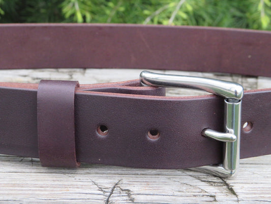 Discounted 34 inch waist Dark brown bridle Leather belt, thick leather belt, Made in US with US hides 37 belt, leather work belt