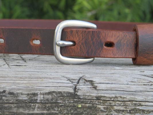 3/4" wide Water Buffalo Leather narrow belt