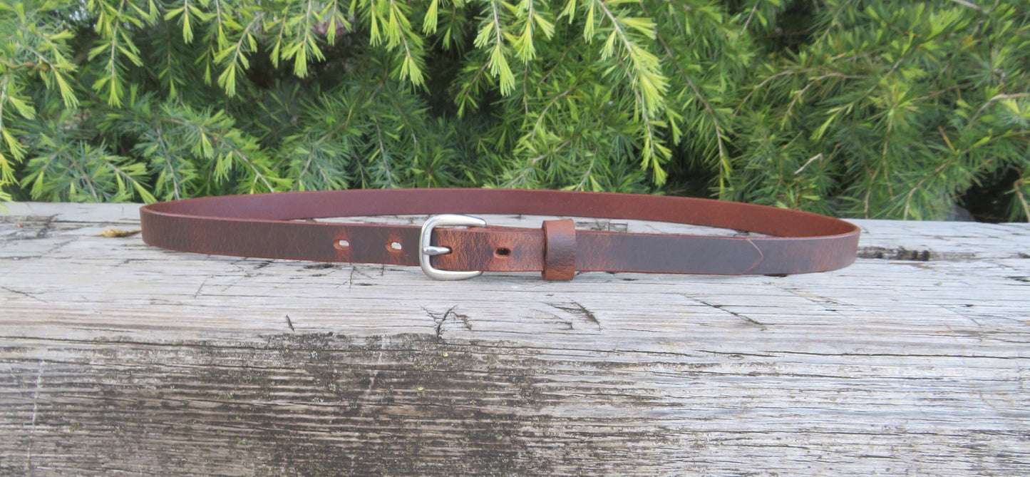 3/4" wide Water Buffalo Leather narrow belt