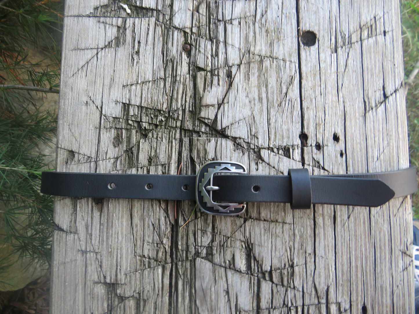 3/4" wide black leather belt