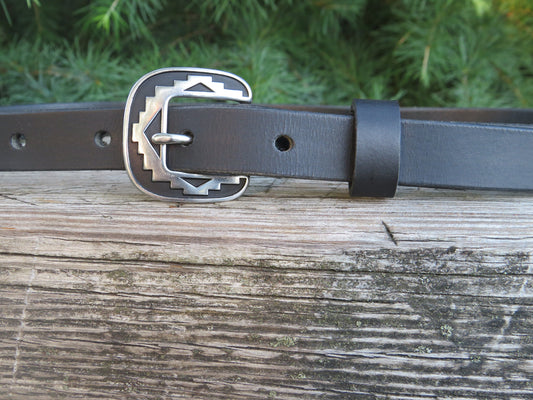 3/4" wide black leather belt