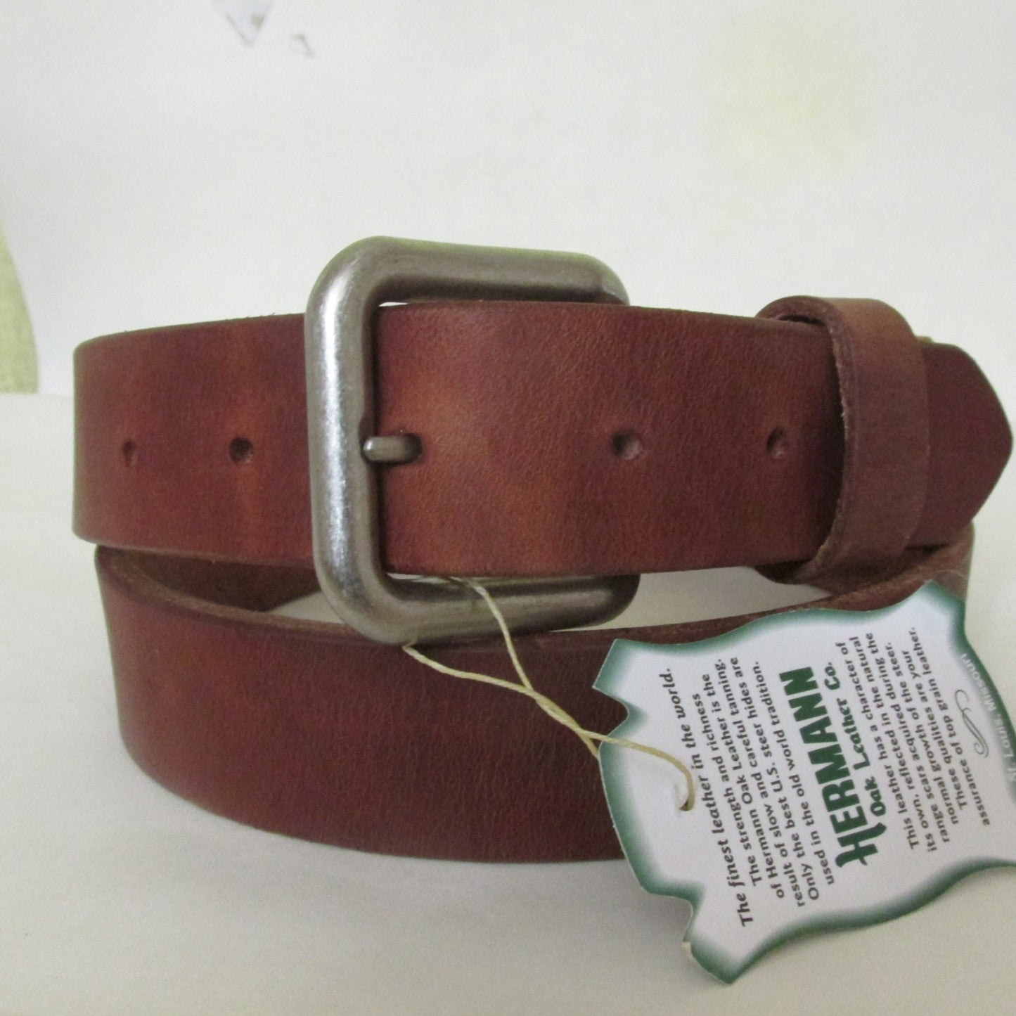 Hermann Oak Harness Leather Men's work or casual belt, Made in USA with US hides, Custom, Rugged leather belt