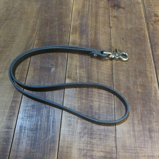 Black Water Buffalo leather lanyard 1/2" wide full grain, leather lanyard