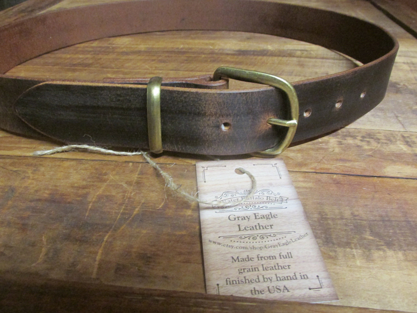 Mens Casual Vintage look Custom Handmade Belt Crazy Horse Water Buffalo leather/Rustic leather belt / antique brass/full grain leather belt