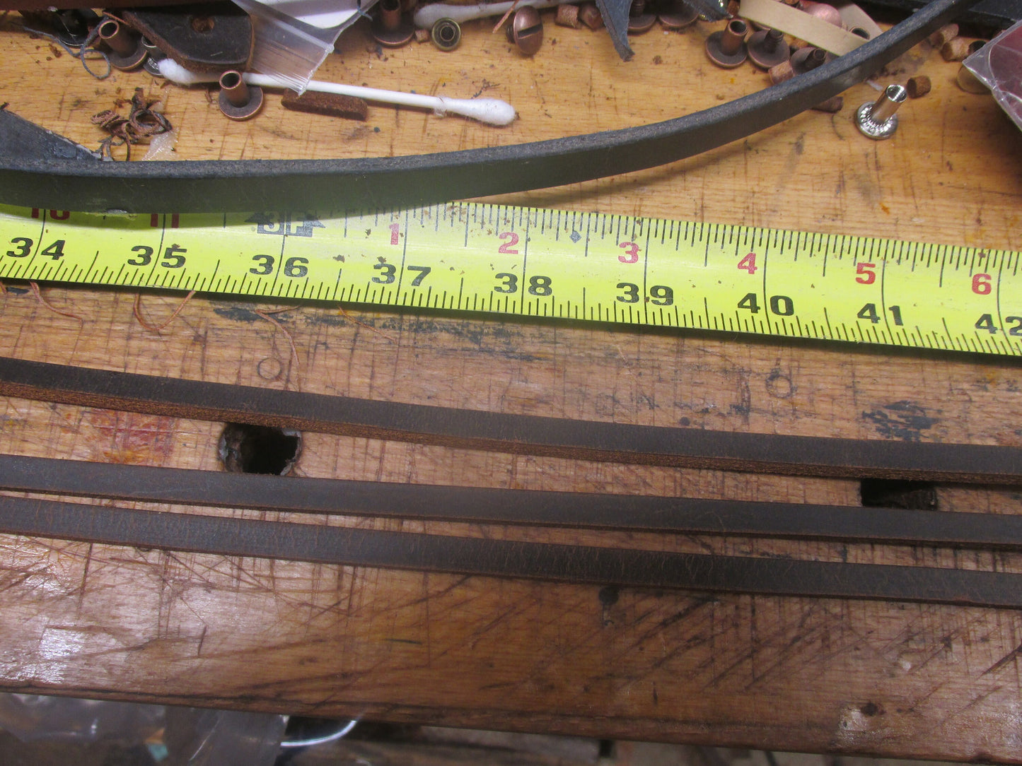 Lot of 3 Crazy Horse Water Buffalo straps 1/4" wide over 4 feet long Scrap leather, craft leather, Water Buffalo leather