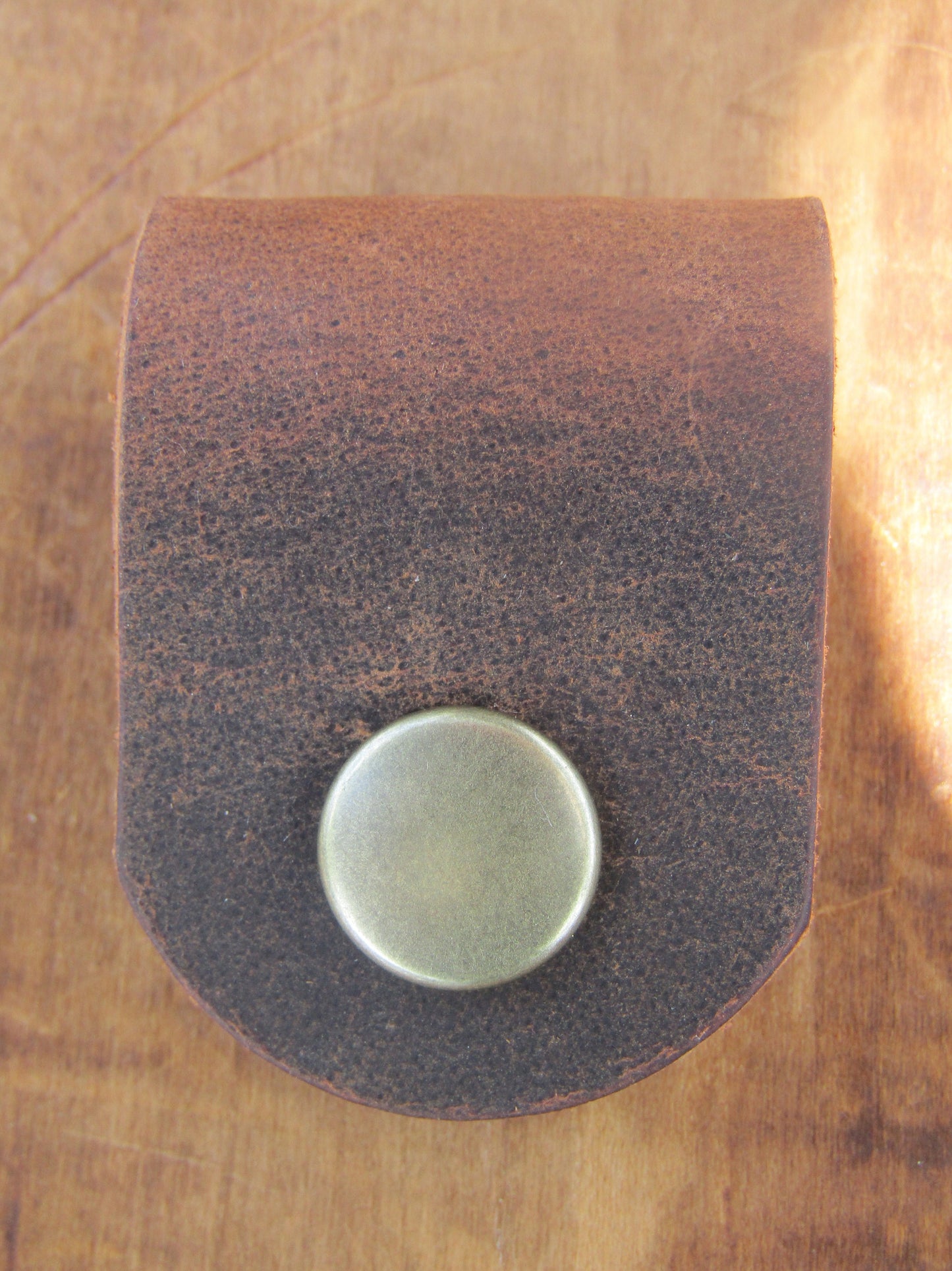 Set of 3 Crazy Horse brown Water Buffalo leather cord keeper, cord holder