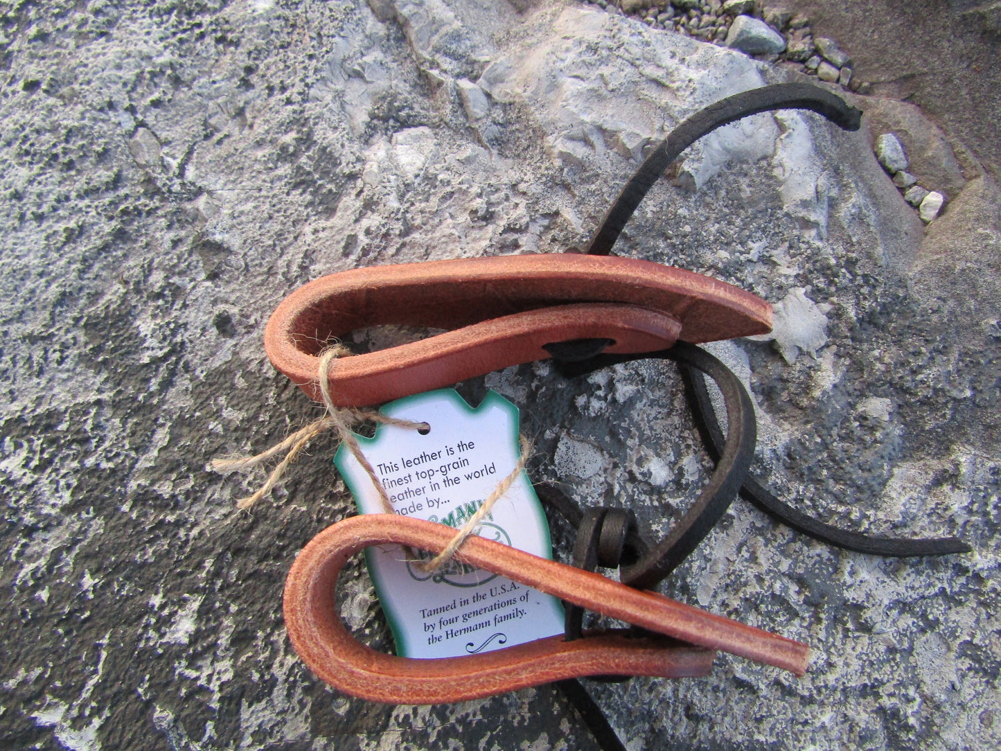 Hermann Oak harness leather slobber straps, Western bridle, leather water loops leather reins