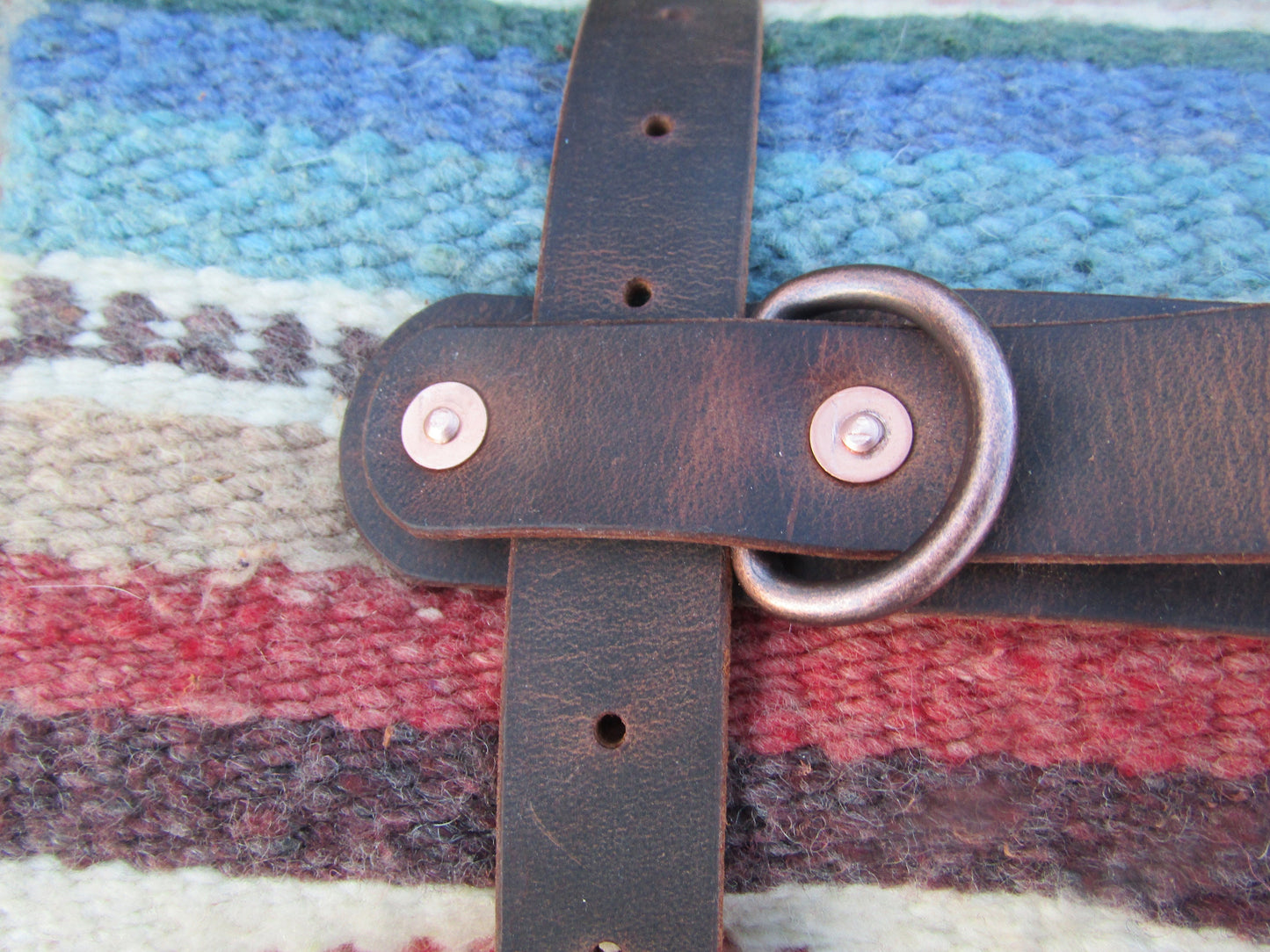 Hand made Crazy Horse Water Buffalo veg tanned leather blanket carrier/ blanket harness/bedroll